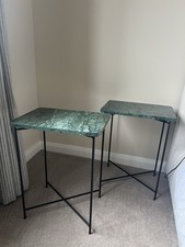 Pair Of Zara Home Green Marble Side Tables Excellent Condition Barely Used