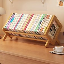 Desktop Bookshelf Organizer, Wood Tabletop Book Storage Rack for Small Spaces UK
