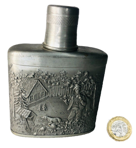 Pewter flask vintage german - pewter,