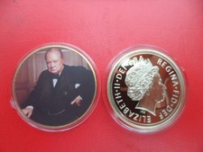 WINSTON CHURCHILL GOLD plated commemorative coin in capsule.  NEW