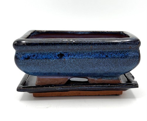 Glazed blue black rectangular - glazed,