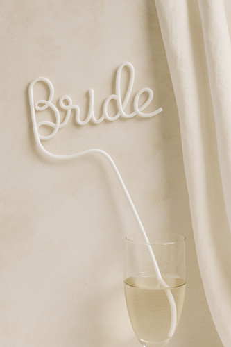 Bride straw white - straw, pink