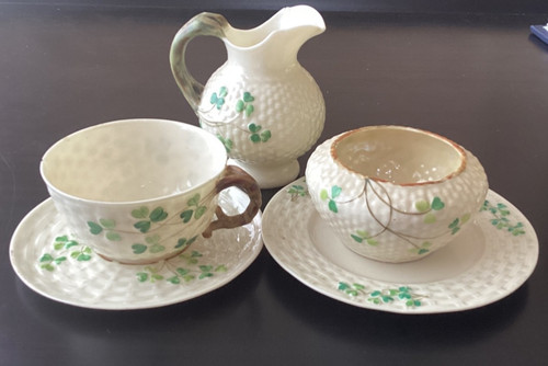 Belleek shamrock basketweave - shamrock,