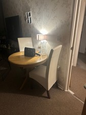 Oak Dining Room Table and Two
