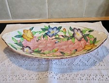Maling Lustre Ware Ceramic Dish Primrose Border Pink Middle And Outer 1930's VGC