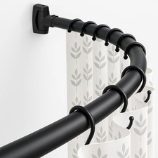 Curved Shower Rail Black Stainless Steel for Bathroom, Living Room, Balcony