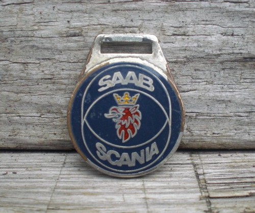 Vintage saab scania enamel key - scania,