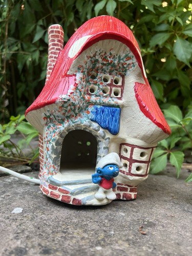 Vintage ceramic pottery smurf - pottery,