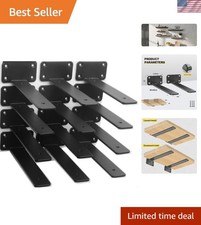 Sturdy 12-Pack 8-Inch Black Shelf Brackets - 100 lb Capacity - Easy Install