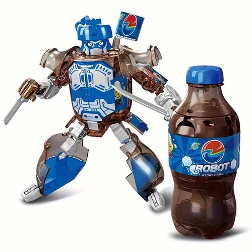 Blue cola bottle robot action - blue,