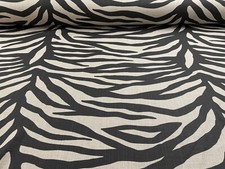 Zebra Animal  print Linen Fabric  Black Beige Curtain Blind Upholstery