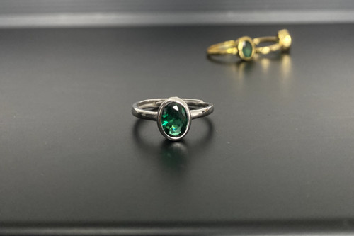 Silver emerald ring - emerald,