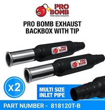PRO Bomb X2 Two Universal back box exhaust In Gloss Black or Cherry Red Color
