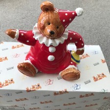 Christmas Schmid -  Ceramic Teddy Bear Clown teapot music box BNIB