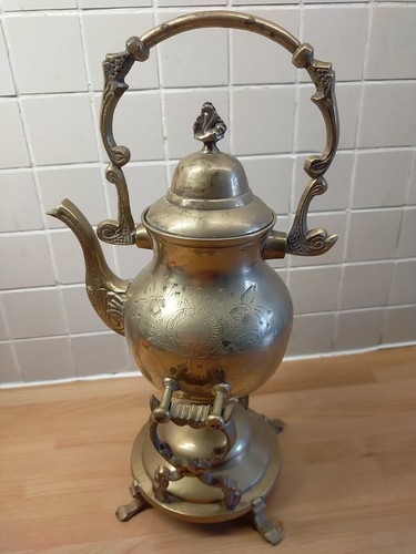 Vintage brass tilting teapot - vintage,