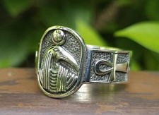 Great THOTH God Ankh Ring STERLING SILVER 925 Ancient Egyptian God of Wisdom