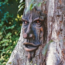 Rustic Tree Face Wall Sculpture Garden Green Man Decor Forest Spirit Ornament