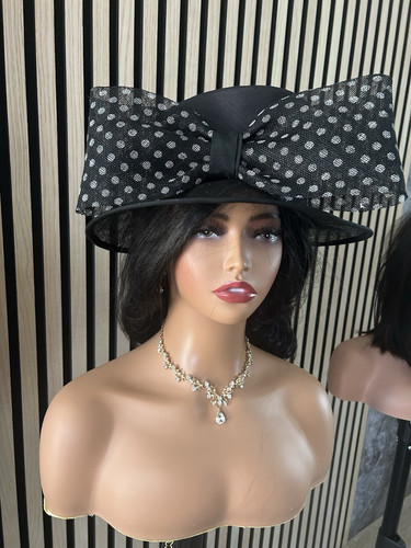 Black sinamay brimmed wedding - sinamay,