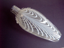 19th CENTURY NAILSEA GLASS FLASK - WHITE FEATHER DESIGN - 8.5 in [21.5 cm] LONG