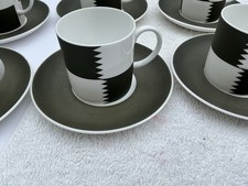 English 1960’s Susie Cooper  Coffee Cup + Saucer Black/White Bone China Heraldry