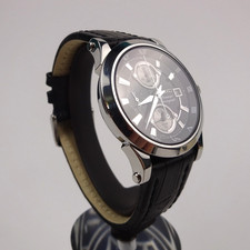 Seiko Premier Chronograph Watch 7T62-0FF0 Black Leather Strap Box Papers