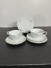 Vintage Gold Standard Porcelain China Tea Cups Saucers Dessert Plates Pink Rose