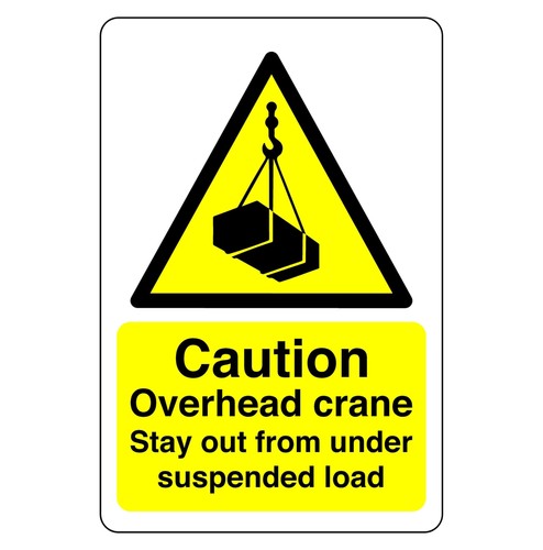 Overhead crane stay out sign