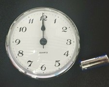 Caravan Motorhome Quartz Clock 72mm Round Silver Chrome Bezel with Battery