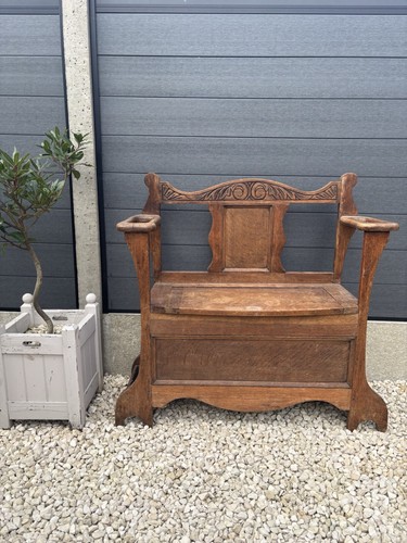 Antique oak monk - monk's, bench