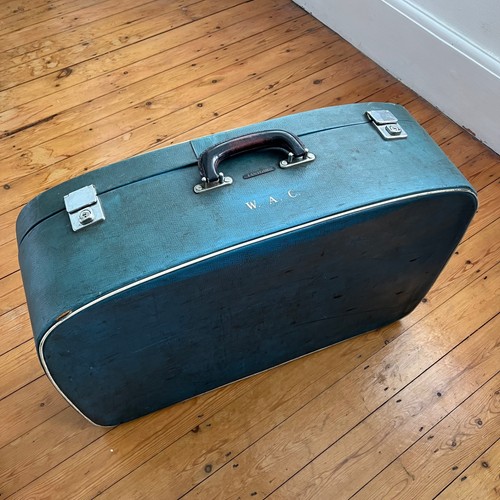 Vintage blue green suitcase - blue,