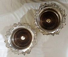 Pair of Antique Silver plated Wine&Bottle Coasters from Sheffield, Elkington&Co