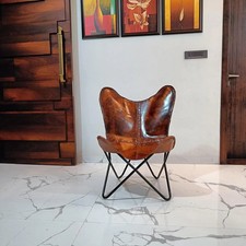Retro Antique Butterfly Chair Leather Accent Relax Arm chair for Home & Living
