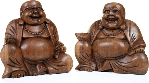 Oversized wooden buddha statue - wooden,