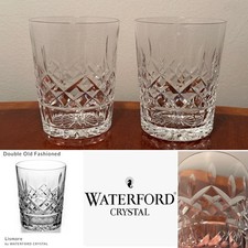 2 WATERFORD CRYSTAL Lismore Double Old-Fashioned 12.5 oz. Flat Tumblers IRELAND