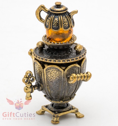 Brass amber figurine - amber,
