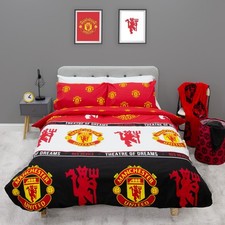Man United Double Duvet Kids Reversible Bedding Set Red Football Quilt Cover