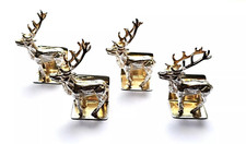 SUPERB SET OF 4 VINTAGE CHRISTMAS REINDEER STERLING SILVER MENU HOLDERS