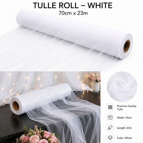 Tulle roll white - white, fabric.