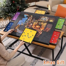 1500pcs Felt Jigsaw Puzzle Board Portable Puzzle Storage Table w/ 6 Slid Drawer