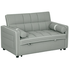 HOMCOM 2 Seater Pull Out Sofa Bed with Adjustable Backrest, Light Grey