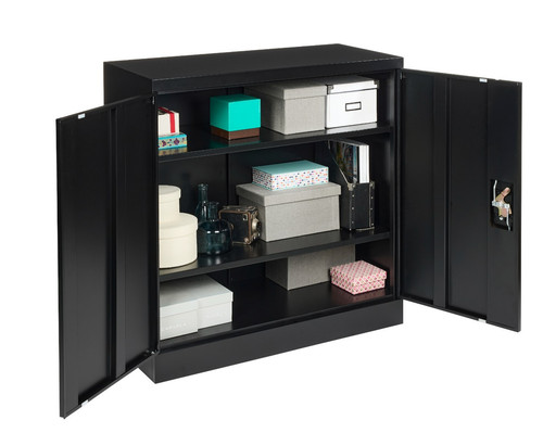 Black steel storage cabinet - black,