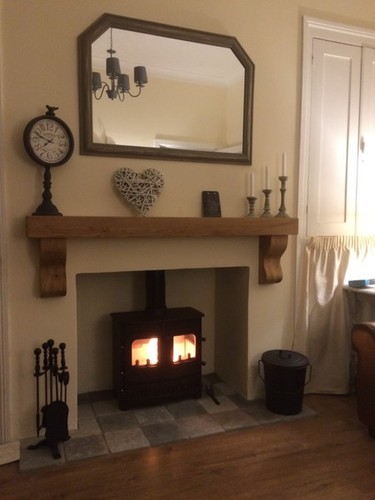 Oak fireplace mantel - fireplace,