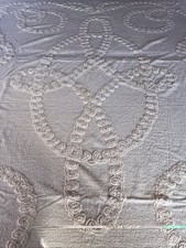 LOT #6 - VINTAGE 1960s - CREAM CANDLEWICK BEDSPREAD BLANKET - 105” x 91” - VGC