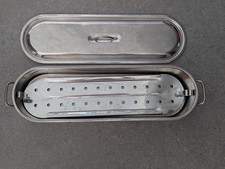 Large Vintage 60cm Stainless Steel Fish Poacher Kettle with Lid & Steamer