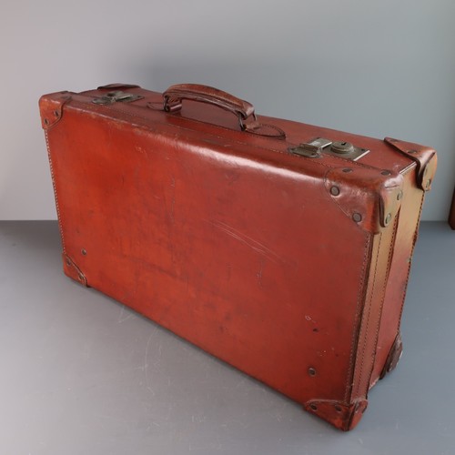 Antique leather suitcase - suitcase, trunk