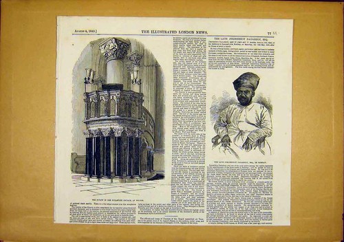 Old antique print pulpit - old,