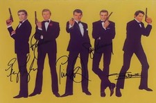 MONTAGE OF ACTORS OF JAMES BONDS 2 X SIGNED PHOTO PRINTS 6 X 4 BOGOF MEMORABILIA