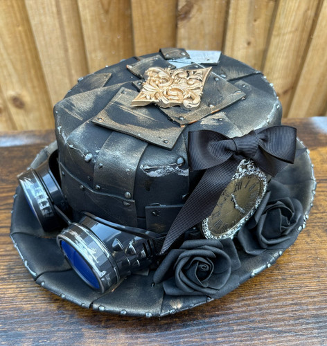 Steampunk metal effect top hat - steampunk,