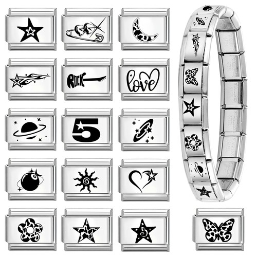 Black engraved italian charms - black,