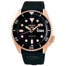 Seiko 5 Sport Automatic Watch SRPD76K1 Black Dial Rose Gold Tone Men's Watch